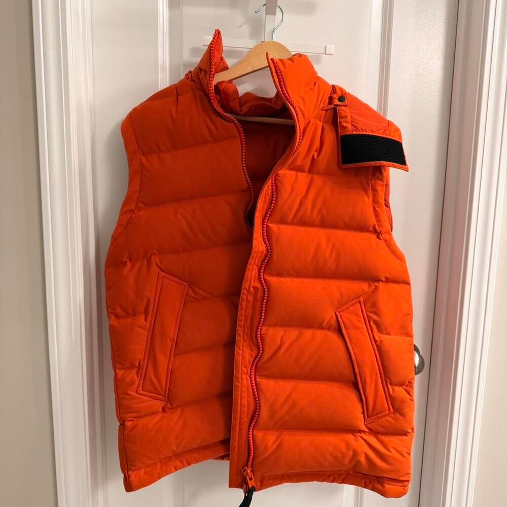 Y-3 Adidas Puffer Vest Orange Logo Detachable Hood